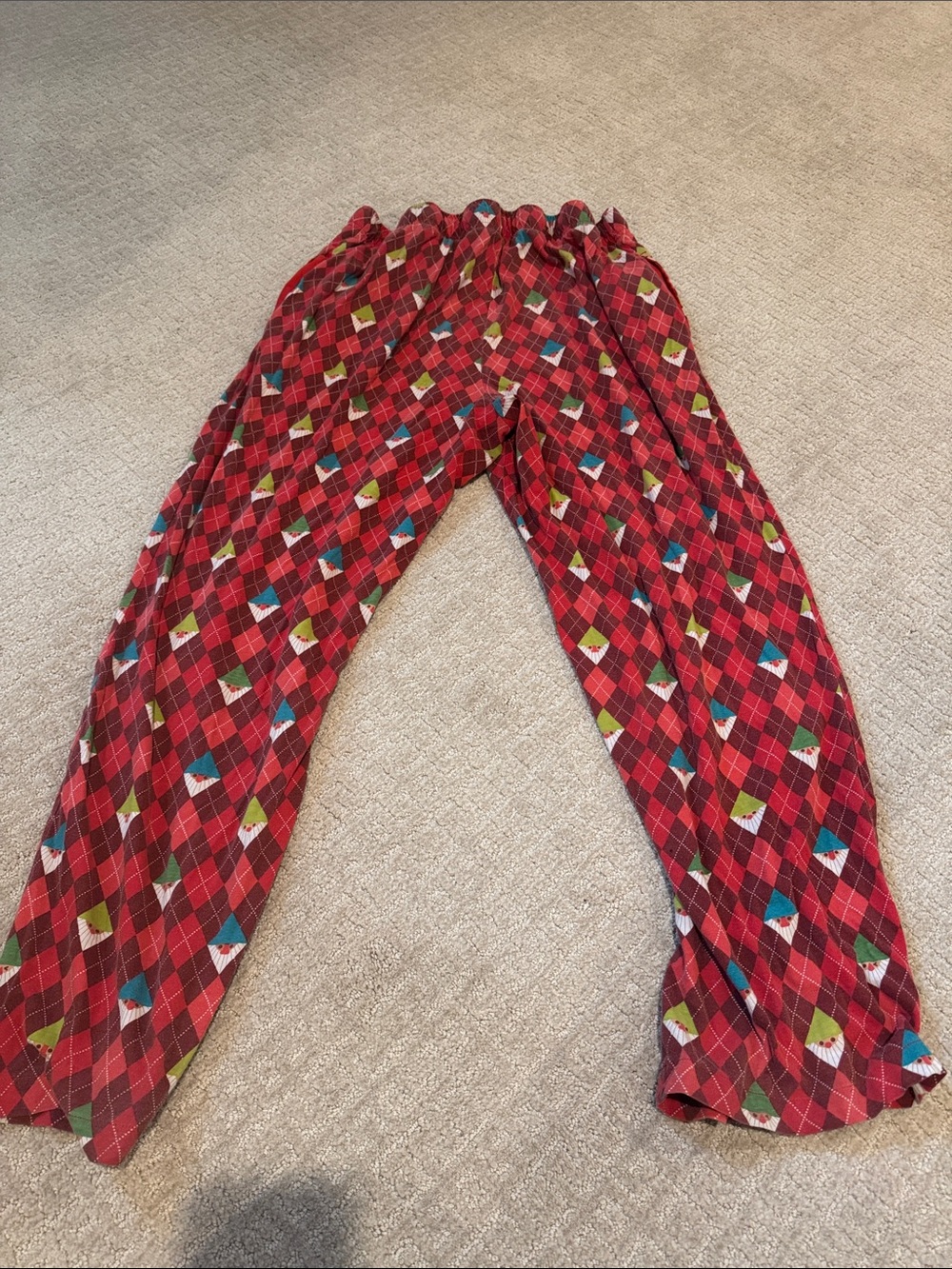 Red Argyle-Print Sweatpants with Elastic Waist